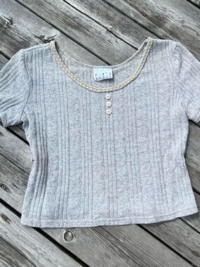 You Babes beige cable knit baby tee